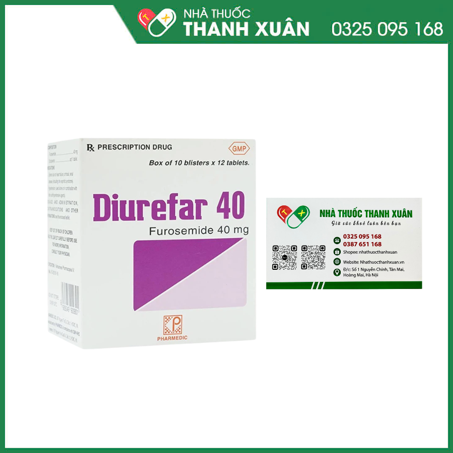 Diurefar 40 trị phù do suy tim, xơ gan, bệnh thận, tăng huyết áp